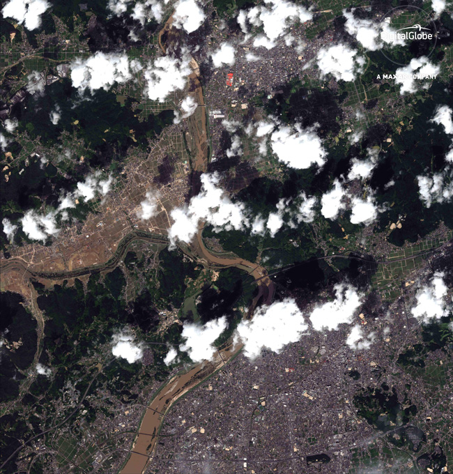 DigitalGlobe發布日本洪災地區高分辨率衛星圖像，以助力災害救援工作